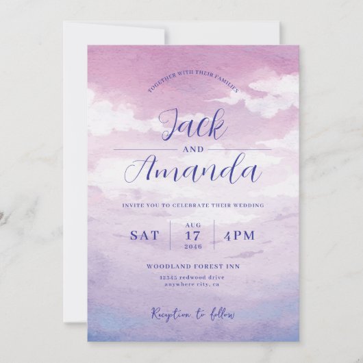 Romantischer Sonnenuntergang Wasserfarbe Einladung (Vorderseite)