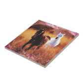 Romantischer Sonnenuntergang Western Galloping Hor Fliese (Seite)