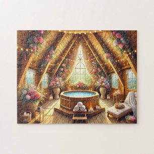 Romantischer Spa-Rückzugsort Jacuzzi Loft mit Lich Puzzle