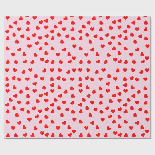 Romantischer, spielerischer Rotherz-Muster Pastell Geschenkpapier (Flach)