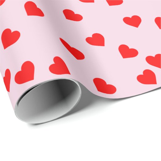 Romantischer, spielerischer Rotherz-Muster Pastell Geschenkpapier (Rolleneckpunkt)