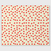 Romantischer, spielerischer Rotherz-Muster Pastell Geschenkpapier (Flach)