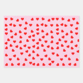Romantischer, spielerischer Rotherz-Muster Pastell Geschenkpapier Set (Vorderseite 3)
