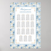Romantischer Staubblauer Gold Boho Sitzplan Poster (Vorne)