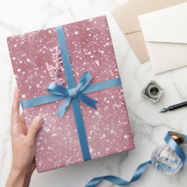 Romantischer Staubrose-Schimmer Weiß Glitter-Muste Geschenkpapier