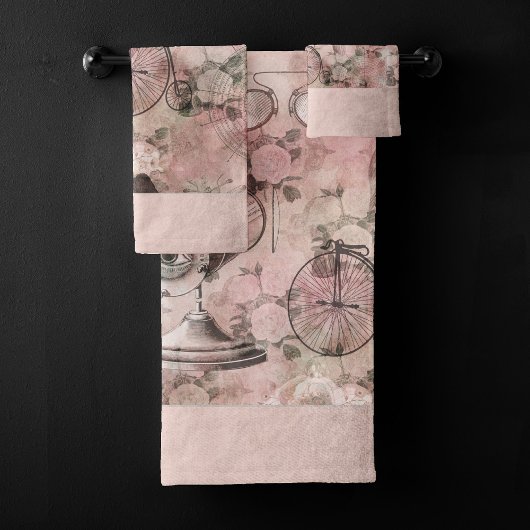 Romantischer Steampunk | Antikes Vintages Ephemera Badhandtuch Set