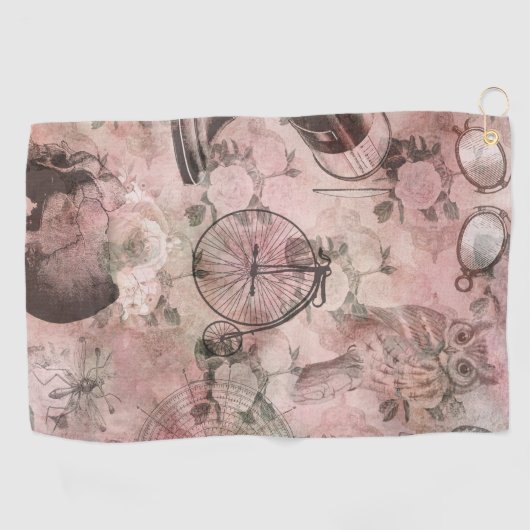 Romantischer Steampunk | Antikes Vintages Ephemera Golfhandtuch (Horizontal)