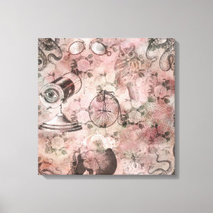 Romantischer Steampunk   Antikes Vintages Ephemera Leinwanddruck