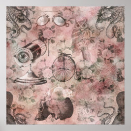 Romantischer Steampunk | Antikes Vintages Ephemera Poster