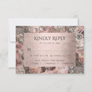 Romantischer Steampunk   Antikes Vintages Ephemera RSVP Karte