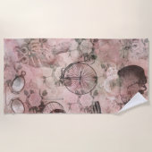 Romantischer Steampunk | Antikes Vintages Ephemera Strandtuch (Vorderseite)