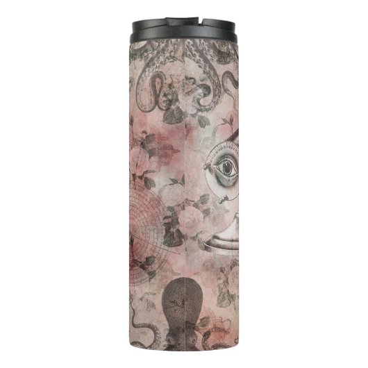 Romantischer Steampunk | Antikes Vintages Ephemera Thermosbecher (Rückseite)