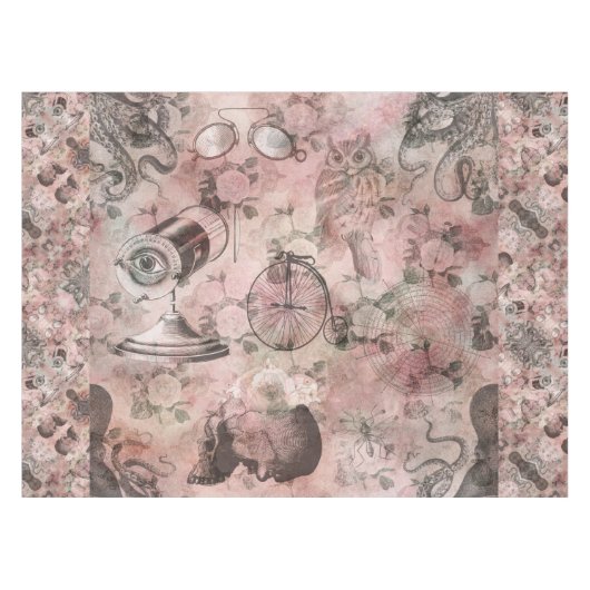 Romantischer Steampunk | Antikes Vintages Ephemera Tischdecke (Vorderseite (Horizontal))
