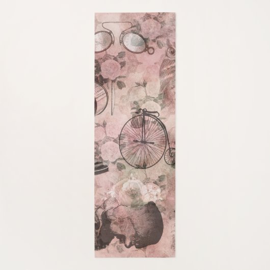 Romantischer Steampunk | Antikes Vintages Ephemera Yogamatte (Rückseite)