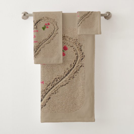Romantischer Strand des Herzens Badhandtuch Set (Insitu)