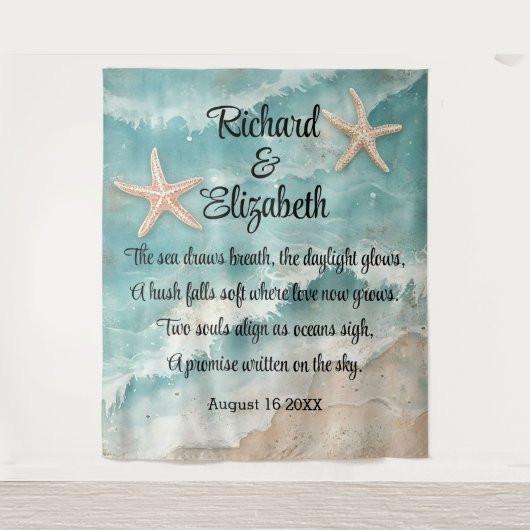 Romantischer Strand Hochzeitskulisse  Wandteppich (Vorderseite)