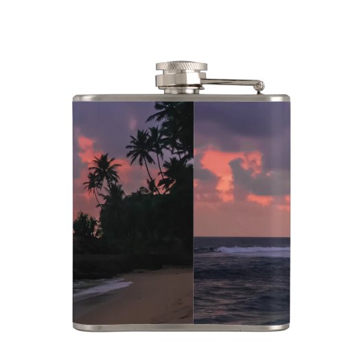 Romantischer Strand in Dusk Flachmann (Rückseite)