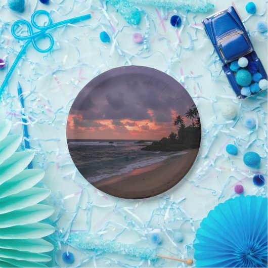 Romantischer Strand in Dusk Pappteller (Party)