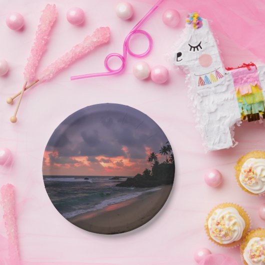 Romantischer Strand in Dusk Pappteller (Party)