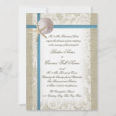 Romantischer Strand und Blue Wedding Einladung (Vorderseite)