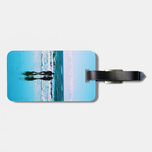 Romantischer Strandspaziergang - Gepäcktag Gepäckanhänger (Rückseite horizontal)