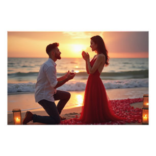 Romantischer Strandvorschlag für Sunset Fotodruck