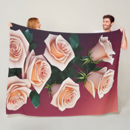 Romantischer Strauß mit rosa Rosen Fleecedecke