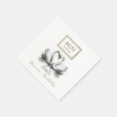 Romantischer Swan Wedding Napkins Monogram Serviette (Ecke)