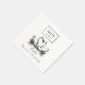 Romantischer Swan Wedding Napkins | Schwarz und We Serviette (Ecke)