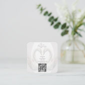 Romantischer Swan Wedding QR Code UAWG Enclosure Begleitkarte (Stehend Vorderseite)