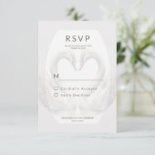 Romantischer Swan Wedding RSVP Response Card Karte (Stehend Vorderseite)