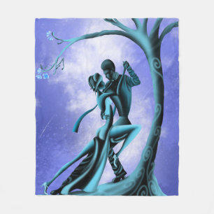 Romantischer Tango unter Mitternachtsbaum Fleecedecke