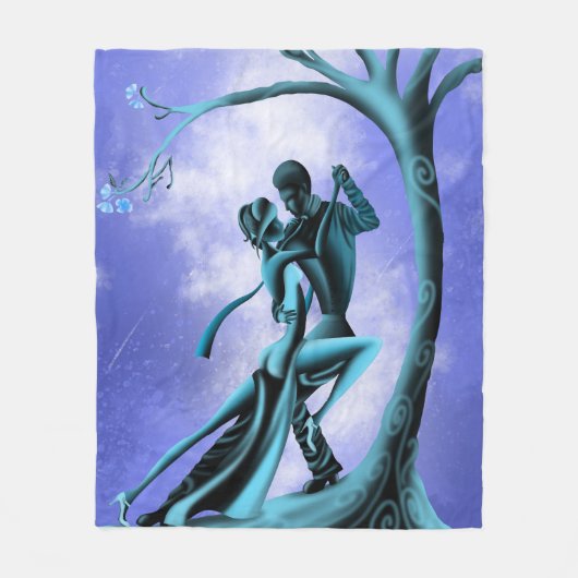 Romantischer Tango unter Mitternachtsbaum Fleecedecke (Vorderseite)