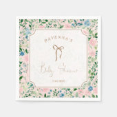 Romantischer Teal-Blush-Sage-Blumen-Baby-Shower Serviette (Vorderseite)