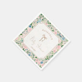 Romantischer Teal-Blush-Sage-Blumen-Baby-Shower Serviette (Ecke)