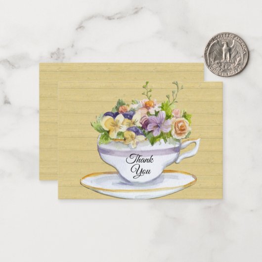 Romantischer Teecup Danke Karte (Vorderseite/Rückseite Beispiel)