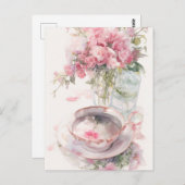 Romantischer Teevortrag Postkarte (Vorne/Hinten)