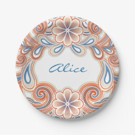 Romantischer Teller mit vintage-orangen Blumen