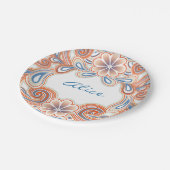 Romantischer Teller mit vintage-orangen Blumen (Schrägansicht)