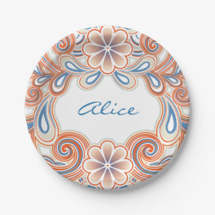 Romantischer Teller mit Vintage-Orangenblumen