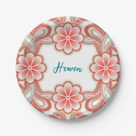 Romantischer Teller mit vintage roten Blumen