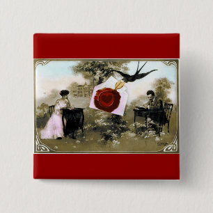 ROMANTISCHER VALENTINE-BUCHSTABE, ROTES BUTTON