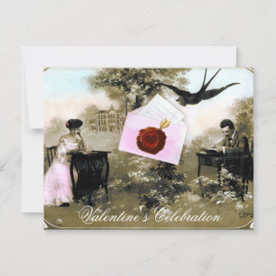 ROMANTISCHER VALENTINSBRIEF ,ROTE WACHS-SIEGEL-MON EINLADUNG