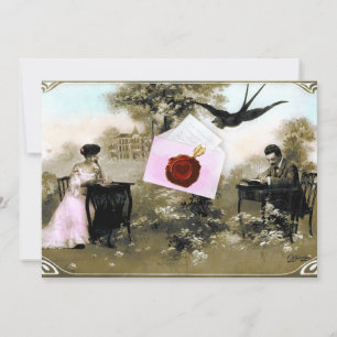 ROMANTISCHER VALENTINSBRIEF ,ROTE WACHS-SIEGEL-MON EINLADUNG