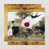 ROMANTISCHER VALENTINSCHREIBER, ROTWACHS SIEGEL MO EINLADUNG (Vorne/Hinten)