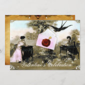 ROMANTISCHER VALENTINSCHREIBER, ROTWACHS SIEGEL MO EINLADUNG (Vorne/Hinten)