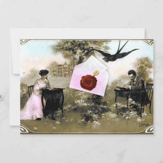 ROMANTISCHER VALENTINSCHREIBER, ROTWACHS SIEGEL MO EINLADUNG (Vorderseite)