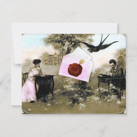 ROMANTISCHER VALENTINSCHREIBER, ROTWACHS SIEGEL MO EINLADUNG (Vorderseite)