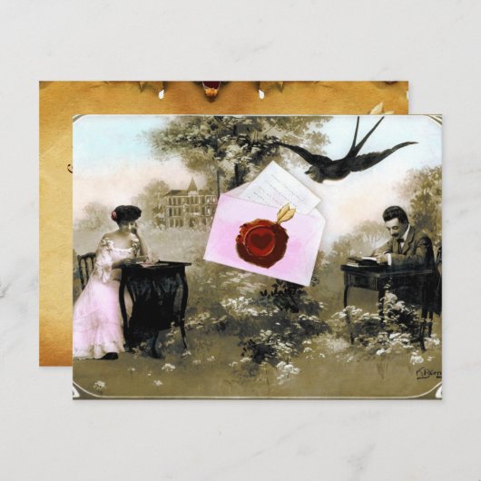 ROMANTISCHER VALENTINSCHREIBER, ROTWACHS SIEGEL MO EINLADUNG (Vorne/Hinten)