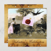 ROMANTISCHER VALENTINSCHREIBER, ROTWACHS SIEGEL MO EINLADUNG (Vorne/Hinten)